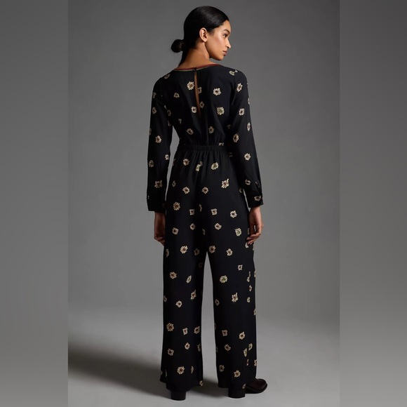Anthropologie Farm Rio Long-Sleeve Floral Cutout Jumpsuit - Picture 3 of 15